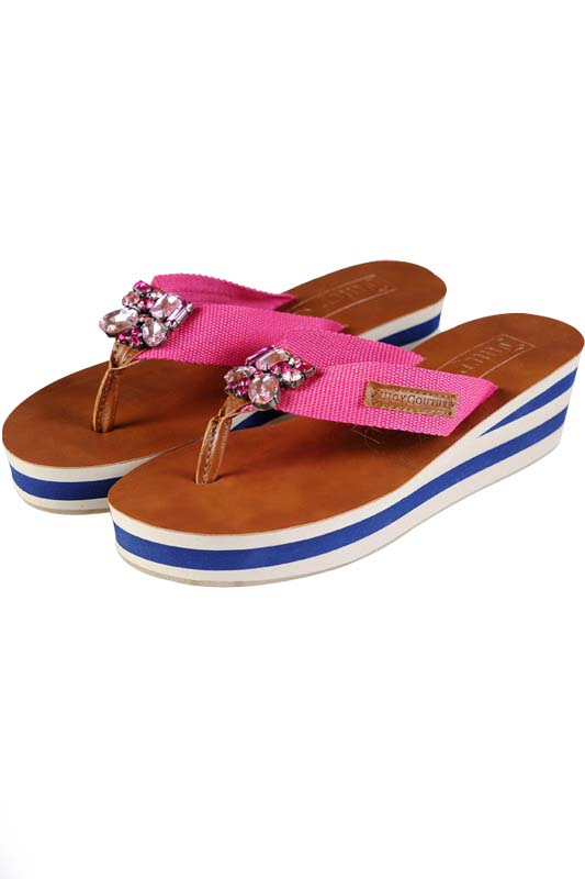 Juicy Couture Wedges Flip Flops Brown Rose